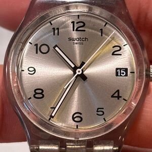 Swatch Silver quartz skeleton movement Watch